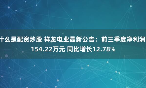 什么是配资炒股 祥龙电业最新公告：前三季度净利润1154.22万元 同比增长12.78%